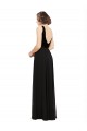 Wholesale Black A-Line V-Neck Long Soft Chiffon & Velvet Prom Dress Canada