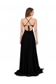 Wholesale Open Back Black A-Line V-Neck Long Black Tie Prom Dress Canada