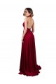 Wholesale Open Back Burgundy A-Line V-Neck Long Black Tie Prom Dress Canada
