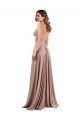 Wholesale Low Back Dusty Pink A-Line V-Neck Long Black Tie Prom Dress Canada