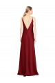 Wholesale Burgundy A-Line V-Neck Long Stretch Satin Prom Dress Canada