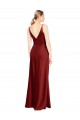 Wholesale Burgundy A-Line Spaghetti Straps Long Stretch Satin Prom Dress Canada