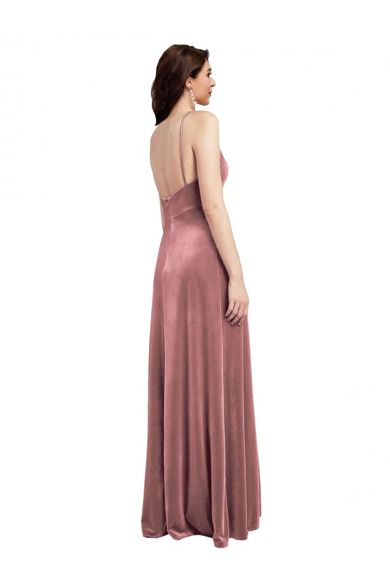 Wholesale Low Back Cinnamon Rose A-Line V-Neck Long Prom Dress Canada