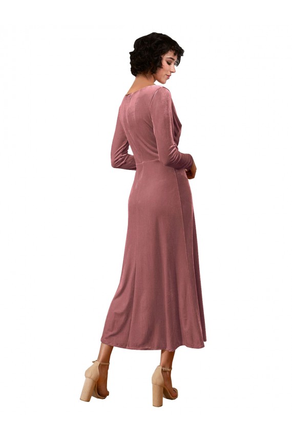 Wholesale Cinnamon Rose A-Line V-Neck Midi Length Black Tie Prom Dress Canada
