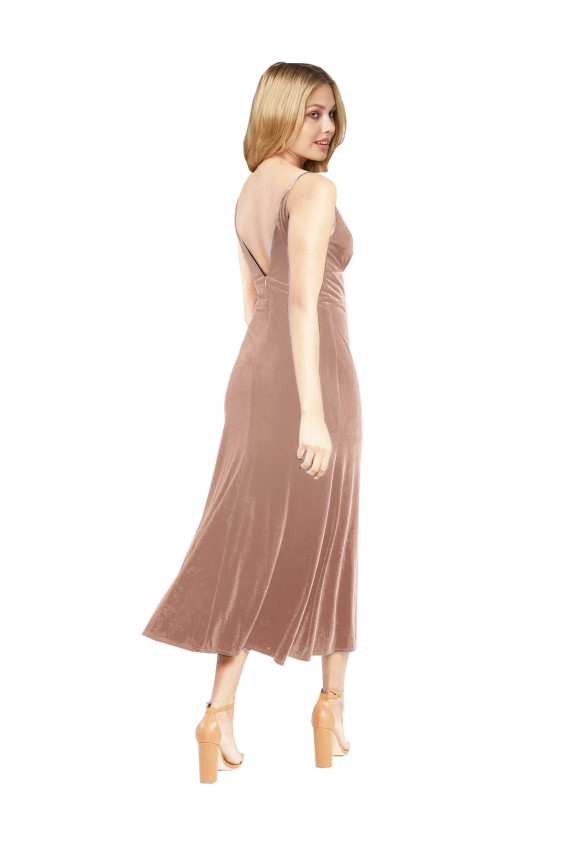 Wholesale V-Back Pink A-Line V-Neck Midi Length Prom Dress Canada