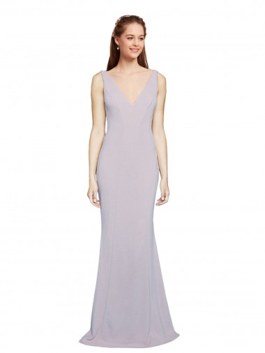 Wholesale Keyhole Back Arctic Lilac Mermaid V-Neck Long Prom Dress Canada