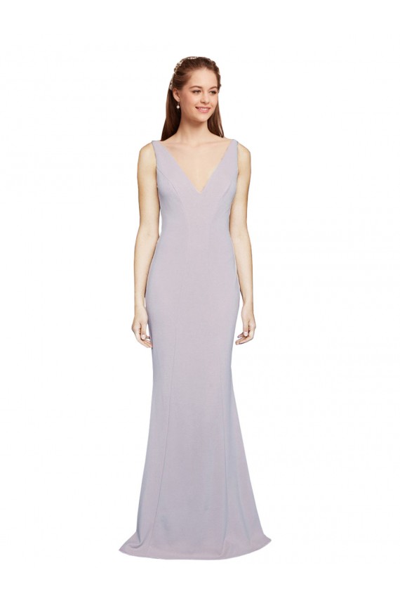 Wholesale Keyhole Back Arctic Lilac Mermaid V-Neck Long Prom Dress Canada