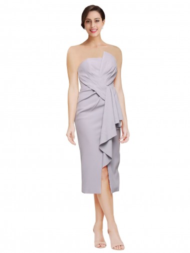 Wholesale Low Back Arctic Lilac Sheath Strapless Cocktail Length High Low Prom Dress Canada