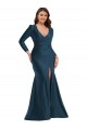 Wholesale Atlantic Blue Mermaid V-Neck Long Plus Size Formal Prom Dress Canada