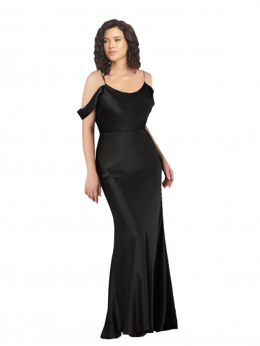 Wholesale Low Back Black A-Line Off the Shoulder Long Prom Dress Canada