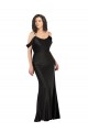 Wholesale Low Back Black A-Line Off the Shoulder Long Prom Dress Canada