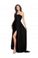 Wholesale Black A-Line One Shoulder Long Black Tie Prom Dress Canada