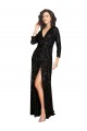 Wholesale Black A-Line V-Neck Long Sequin Prom Dress Canada