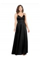 Wholesale Black A-Line V-Neck Long Silk like Satin Prom Dress Canada