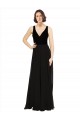 Wholesale Black A-Line V-Neck Long Soft Chiffon & Velvet Prom Dress Canada