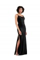 Wholesale Low Back Black Column Cowl Neck Long Black Tie Prom Dress Canada