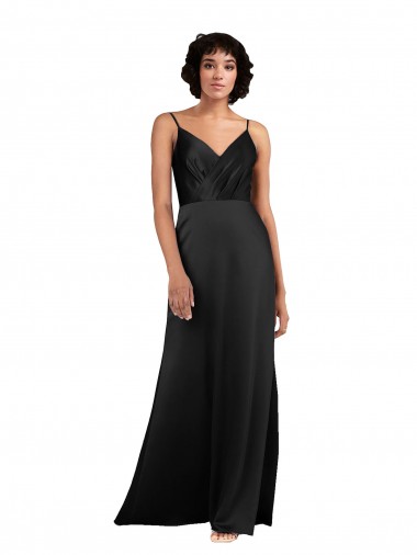 Wholesale Black Column V-Neck Long Prom Dress Canada