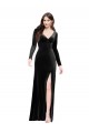 Wholesale V-Back Black Column V-Neck Long Prom Dress Canada