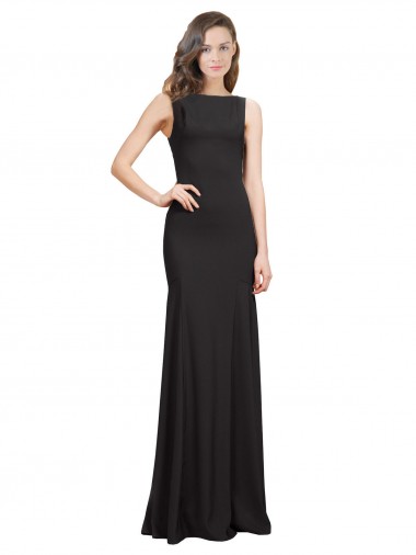 Wholesale Open Back Black Mermaid Bateau Neck Long Prom Dress Canada