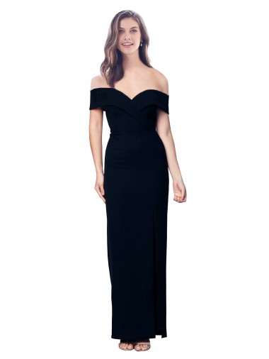 Wholesale Black Mermaid Off the Shoulder Long Stretch Crepe Prom Dress Canada
