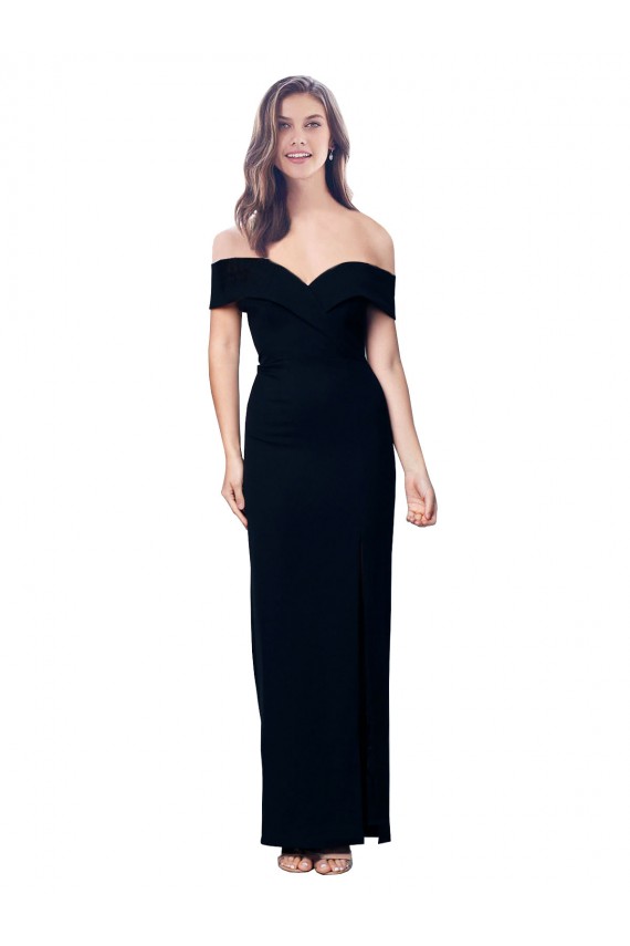 Wholesale Black Mermaid Off the Shoulder Long Stretch Crepe Prom Dress Canada
