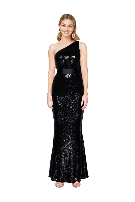 Wholesale Black Mermaid One Shoulder Long Prom Dress Canada