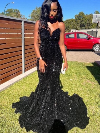 Wholesale Black Mermaid Sweetheart Long Prom Dress Canada