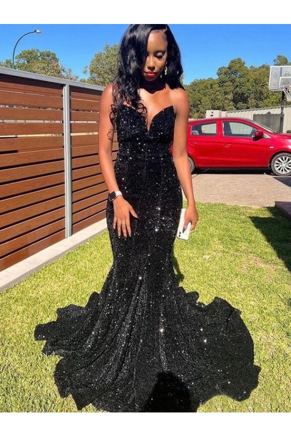 Wholesale Black Mermaid Sweetheart Long Prom Dress Canada