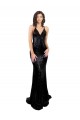 Wholesale Open Back Black Mermaid V-Neck Long Black Tie Prom Dress Canada
