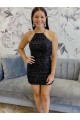 Wholesale Black Sheath Halter Neck Short Prom Dress Canada
