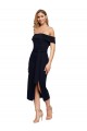 Wholesale Low Back Black Sheath Square Neck Midi Length Prom Dress Canada