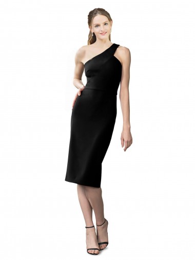 Wholesale Black Sheath One Shoulder Cocktail Length Prom Dress Canada