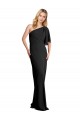 Wholesale Black Sheath One Shoulder Flutter Sleeves Long Prom Dress Canada