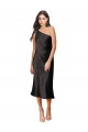 Wholesale Black Sheath One Shoulder Midi Length Black Tie Prom Dress / Prom Dress Canada