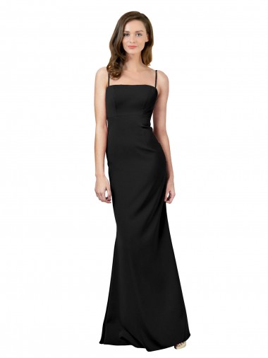 Wholesale Low Back Black Sheath Square Neck Long Prom Dress Canada