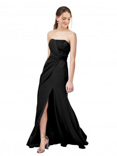 Wholesale Low Back Black Sheath Strapless Long Prom Dress Canada