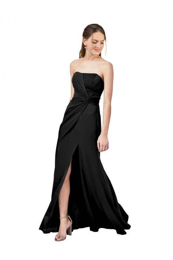 Wholesale Low Back Black Sheath Strapless Long Prom Dress Canada