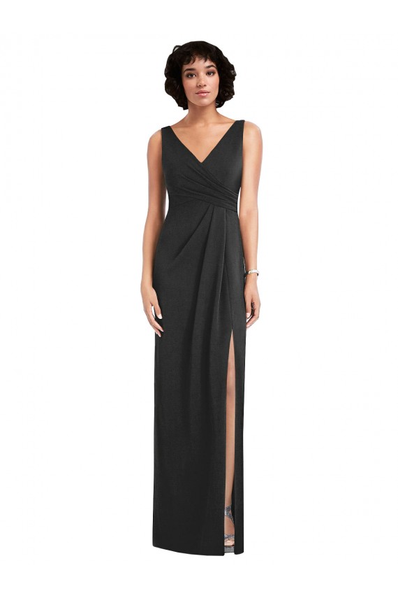 Wholesale V-Back Black Sheath V-Neck Long Prom Dress Canada