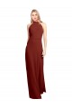 Wholesale Open Back Burgundy A-Line High Neck Long Prom Dress Canada