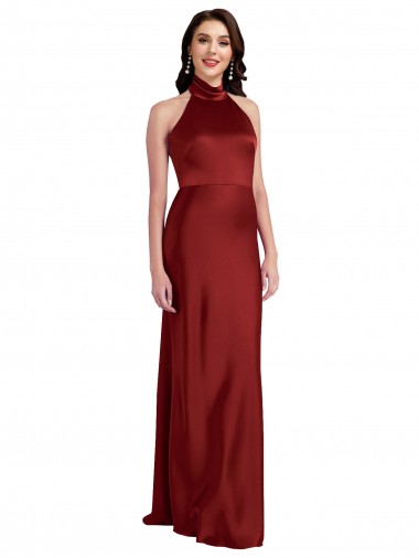 Wholesale Open Back Burgundy A-Line Halter Neck Long Black Tie Prom Dress Canada