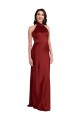 Wholesale Open Back Burgundy A-Line Halter Neck Long Black Tie Prom Dress Canada