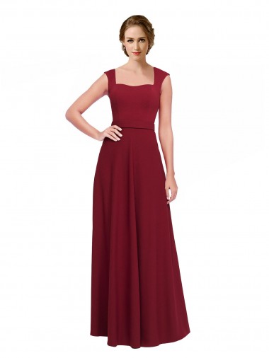 Wholesale Burgundy A-Line Square Neck Long Prom Dress Canada