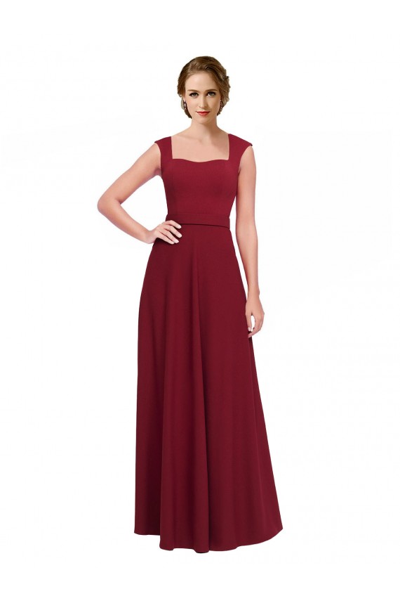 Wholesale Burgundy A-Line Square Neck Long Prom Dress Canada
