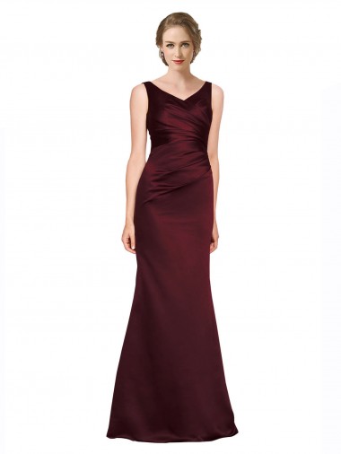 Wholesale Low Back Burgundy A-Line V-Neck Long Black Tie Prom Dress Canada