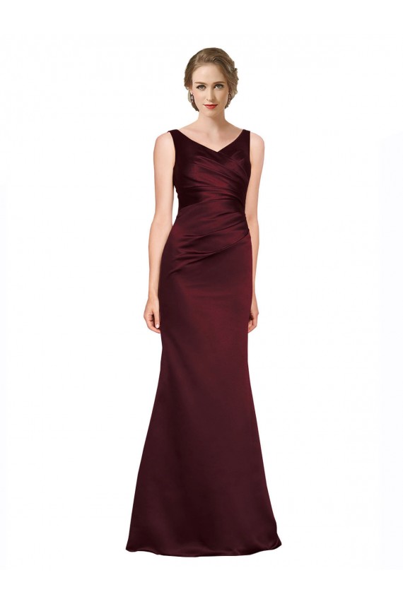 Wholesale Low Back Burgundy A-Line V-Neck Long Black Tie Prom Dress Canada