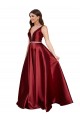 Wholesale V-Back Burgundy A-Line V-Neck Long Plus Size Formal Prom Dress Canada