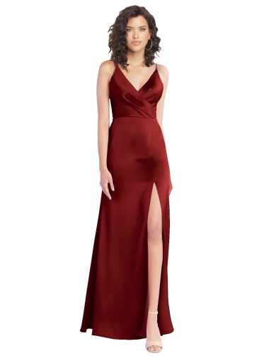 Wholesale V-Back Burgundy A-Line V-Neck Sleeveless Long Prom Dress Canada