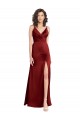 Wholesale V-Back Burgundy A-Line V-Neck Sleeveless Long Prom Dress Canada