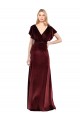Wholesale Burgundy A-Line V-Neck Long Stretch Velvet Prom Dress Canada