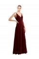 Wholesale V-Back Burgundy A-Line V-Neck Long Prom Dress Canada